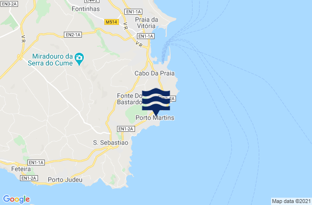Terceira - Porto Martins, Portugalの潮見表地図