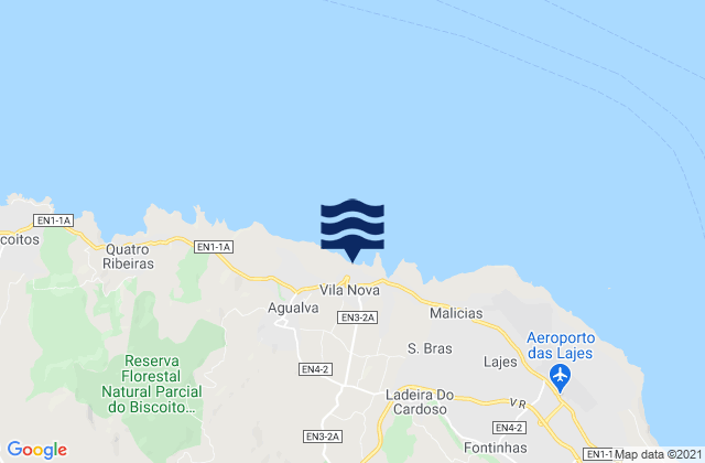 Terceira - Vila Nova, Portugalの潮見表地図