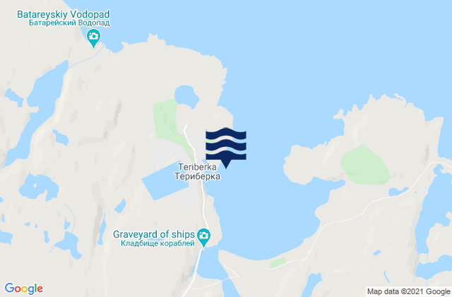 Teriberka Bay, Russiaの潮見表地図