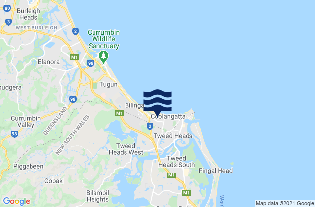 Terranora Broadwater, Australiaの潮見表地図