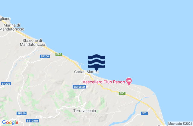 Terravecchia, Italyの潮見表地図