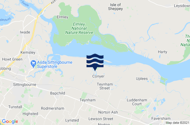 Teynham, United Kingdomの潮見表地図