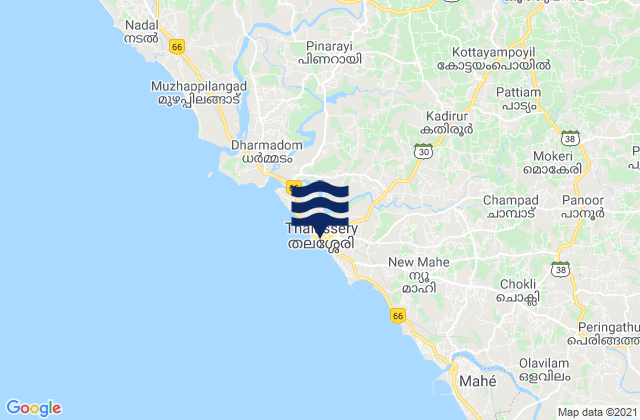 Thalassery, Indiaの潮見表地図
