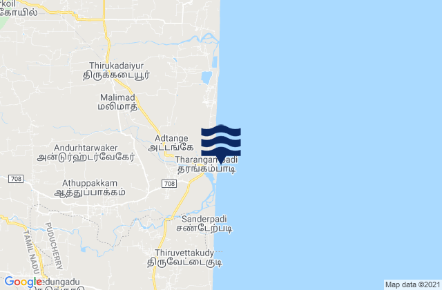 Tharangambadi, Indiaの潮見表地図