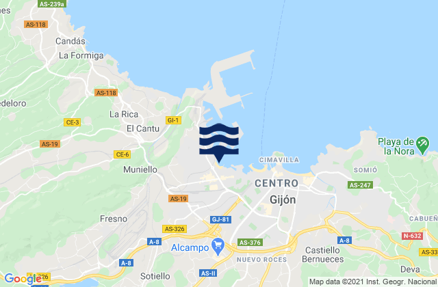 The Box, Spainの潮見表地図