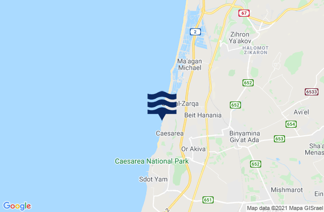 The Reef (Haifa), Palestinian Territoryの潮見表地図