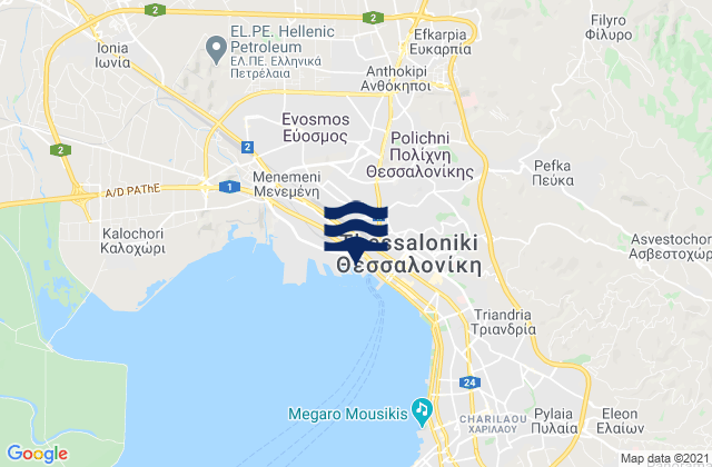 Thessaloníki, Greeceの潮見表地図