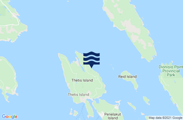 Thetis Island, Canadaの潮見表地図