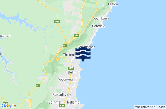 Thirroul, Australiaの潮見表地図
