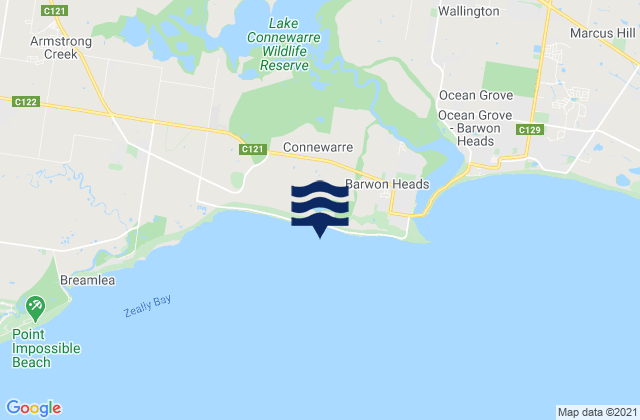 Thirteenth Beach, Australiaの潮見表地図