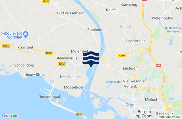Tholen, Netherlandsの潮見表地図