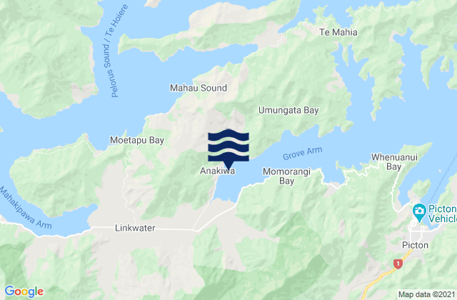 Thompson Bay, New Zealandの潮見表地図