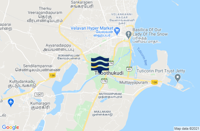 Thoothukkudi, Indiaの潮見表地図