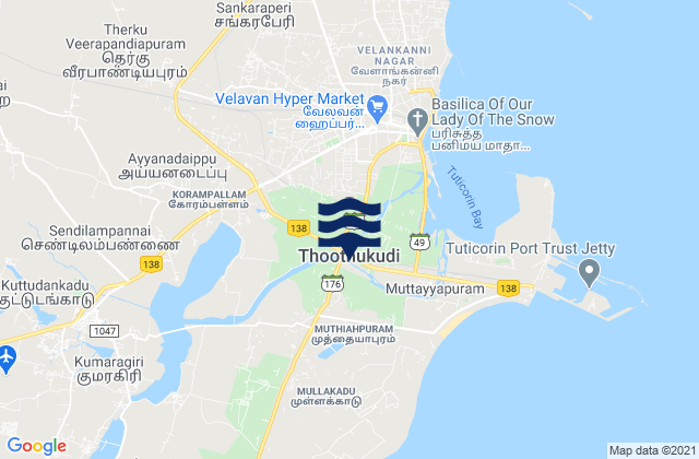Thoothukudi, Indiaの潮見表地図