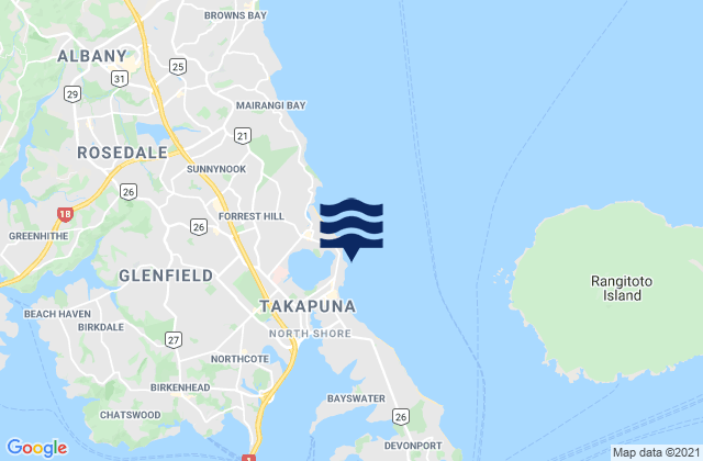 Thorne Bay, New Zealandの潮見表地図