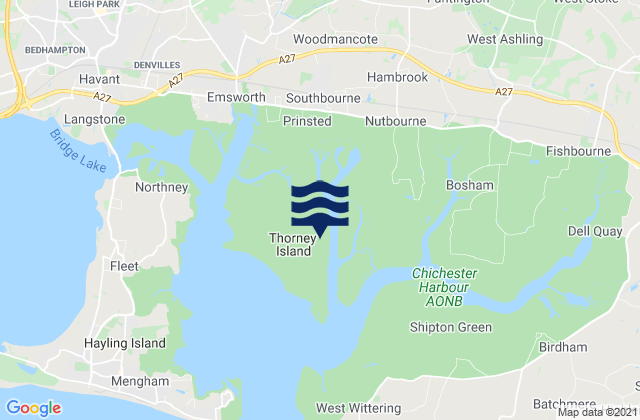 Thorney Island, United Kingdomの潮見表地図