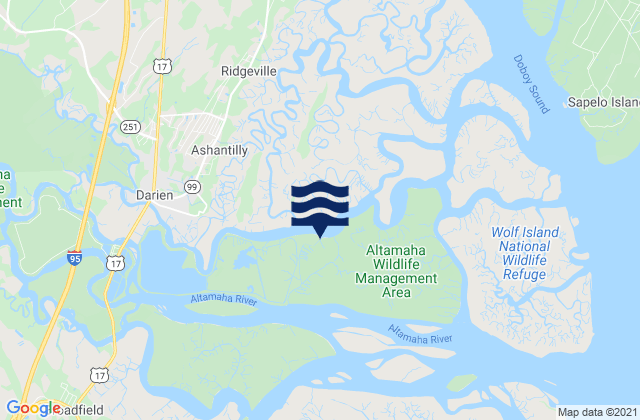 Threemile Cut Entrance (Darien River), United Statesの潮見表地図