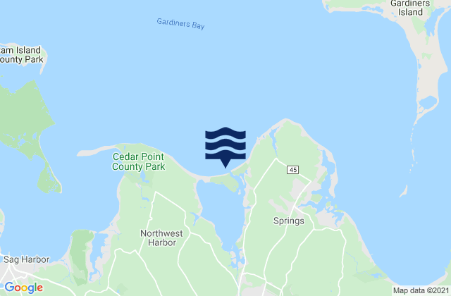 Threemile Harbor Entrance Gardiners Bay, United Statesの潮見表地図