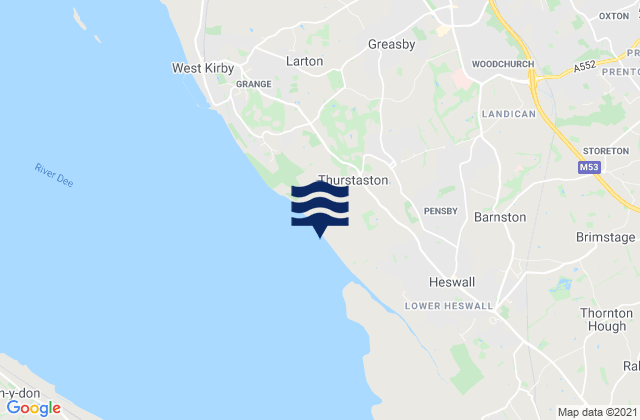 Thurstaston Beach, United Kingdomの潮見表地図