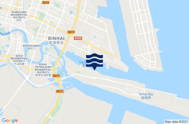 Tianjin Xin Gang, Chinaの潮見表地図