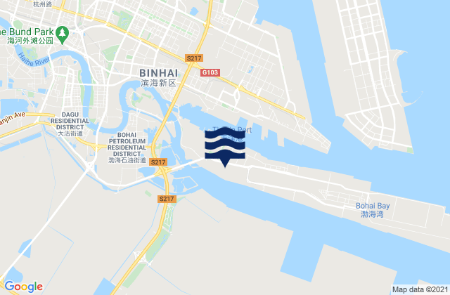 Tianjin Xingang, Chinaの潮見表地図