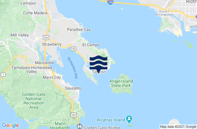 Tiburon, United Statesの潮見表地図