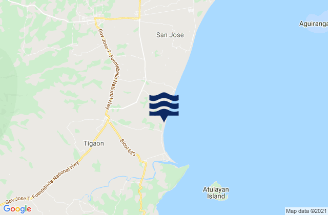 Tigaon, Philippinesの潮見表地図