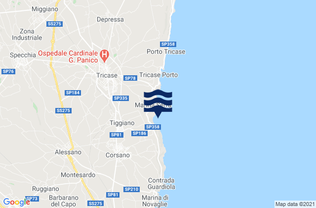 Tiggiano, Italyの潮見表地図
