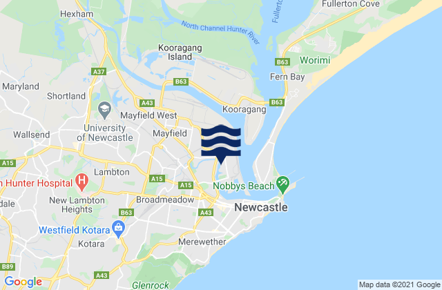 Tighes Hill, Australiaの潮見表地図