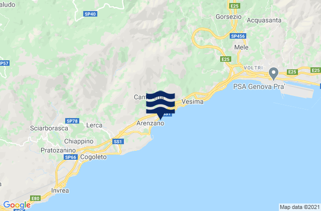 Tiglieto, Italyの潮見表地図