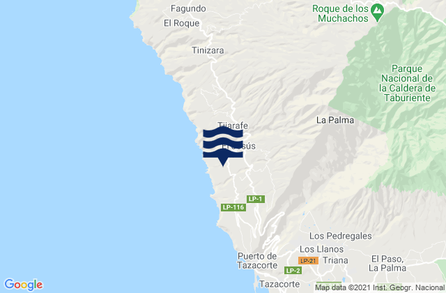 Tijarafe, Spainの潮見表地図