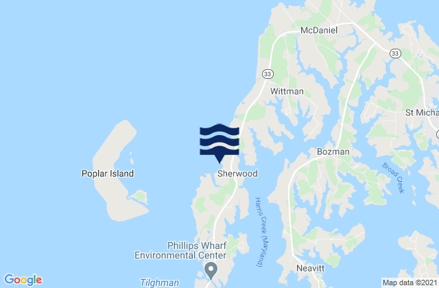 Tilghman Island Ferry Cove Eastern Bay, United Statesの潮見表地図