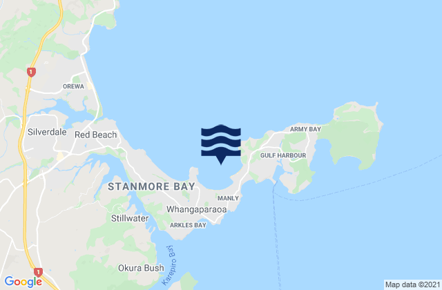 Tindalls Beach, New Zealandの潮見表地図