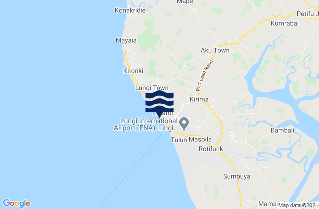 Tintafor, Sierra Leoneの潮見表地図