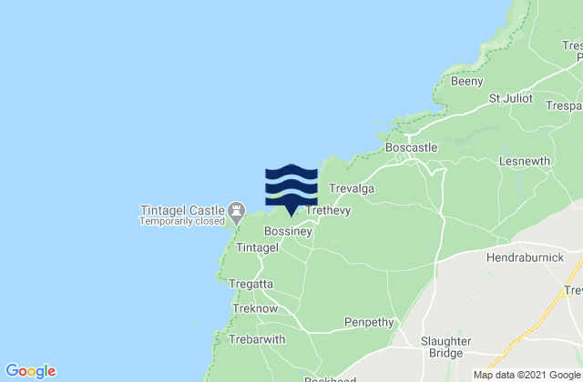 Tintagel, United Kingdomの潮見表地図