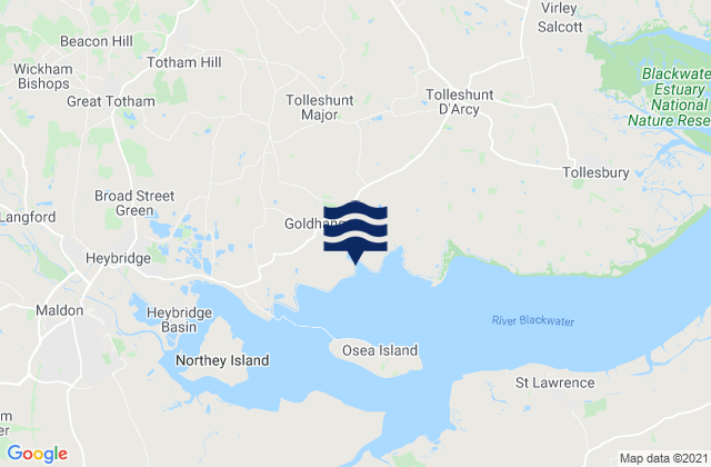 Tiptree, United Kingdomの潮見表地図