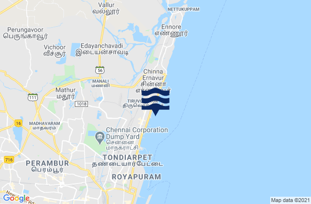 Tiruvottiyūr, Indiaの潮見表地図