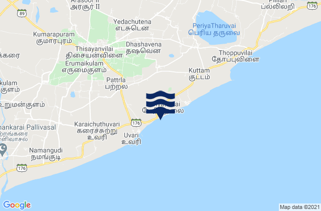 Tisaiyanvilai, Indiaの潮見表地図