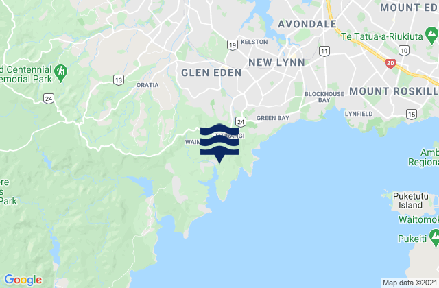 Titirangi Beach, New Zealandの潮見表地図