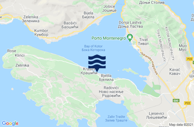 Tivat, Montenegroの潮見表地図