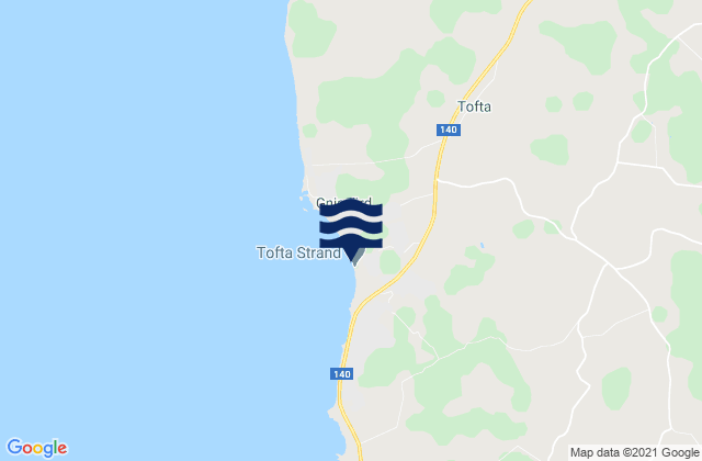 Tofta strand, Swedenの潮見表地図