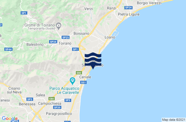 Toirano, Italyの潮見表地図