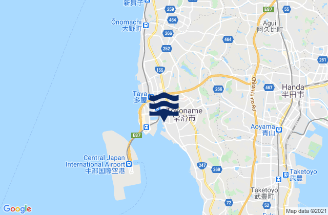 Tokoname-shi, Japanの潮見表地図