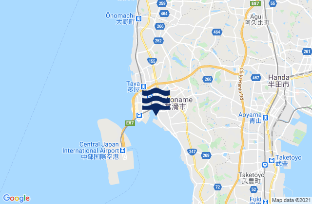 Tokoname, Japanの潮見表地図