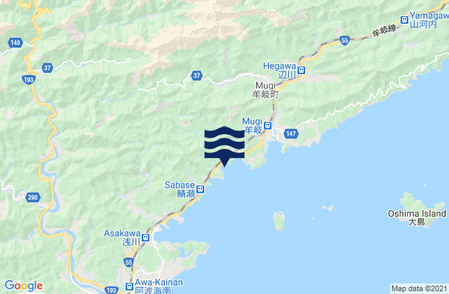Tokushima-ken, Japanの潮見表地図