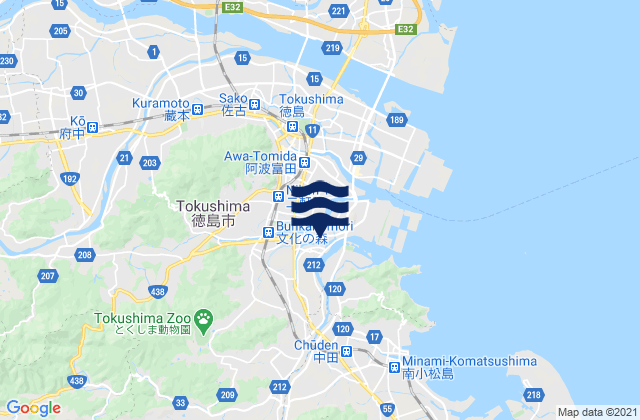 Tokushima Shi, Japanの潮見表地図