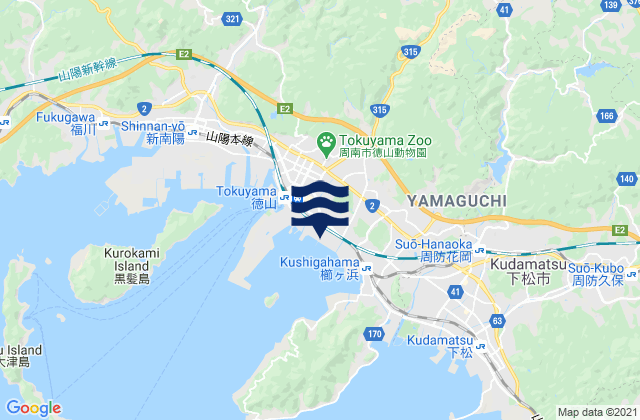 Tokuyama, Japanの潮見表地図
