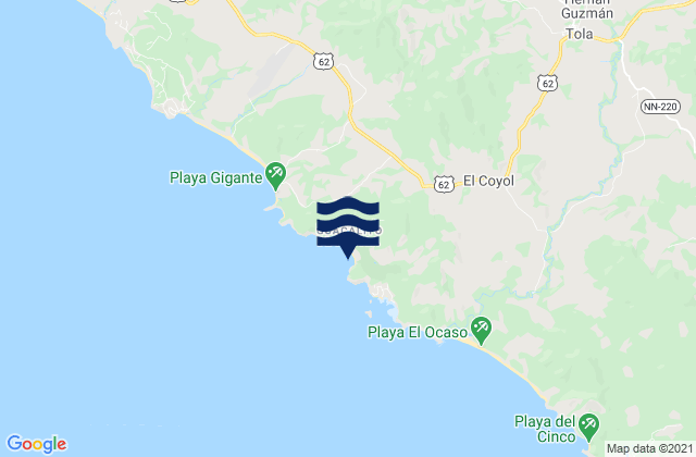 Tola, Nicaraguaの潮見表地図
