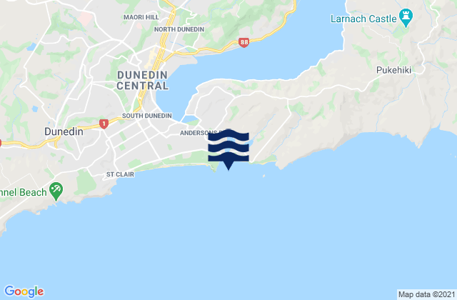 Tomahawk Beach, New Zealandの潮見表地図