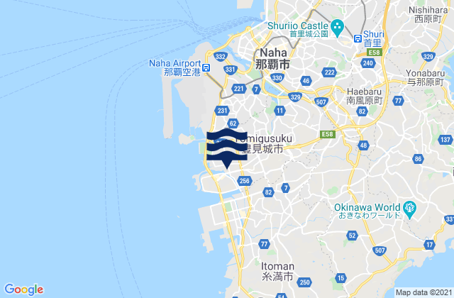 Tomigusuku-shi, Japanの潮見表地図